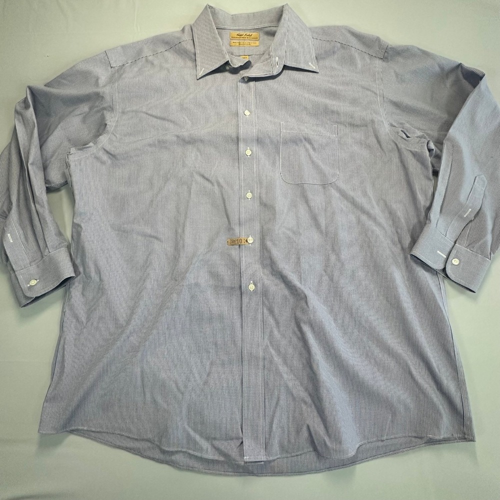 Roundtree &‎ Yorke Gold Label Blue Micro Check Dress Shirt 18 34/35 Non Iron
